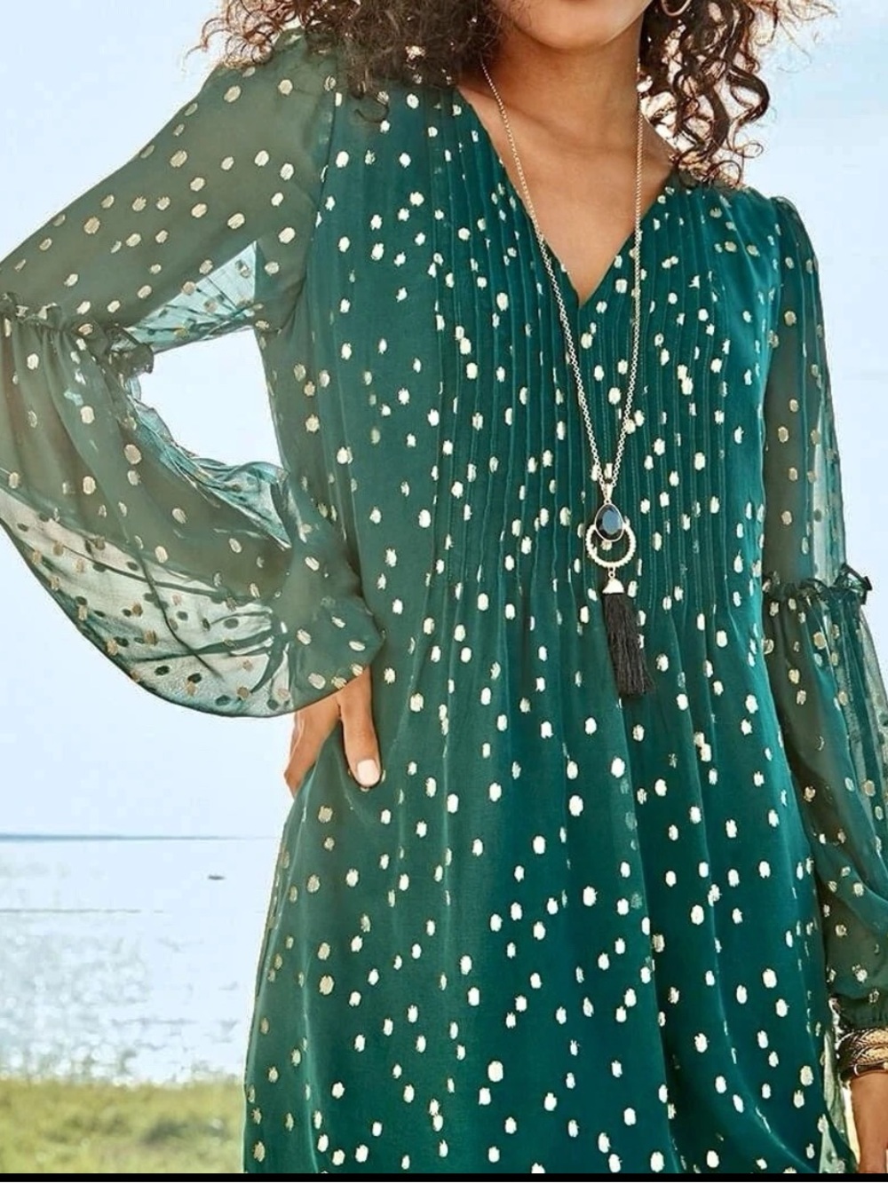 Lilly Pulitzer Cleme Silk Dress Green/Metallic Gold Dots Size 14 Like New